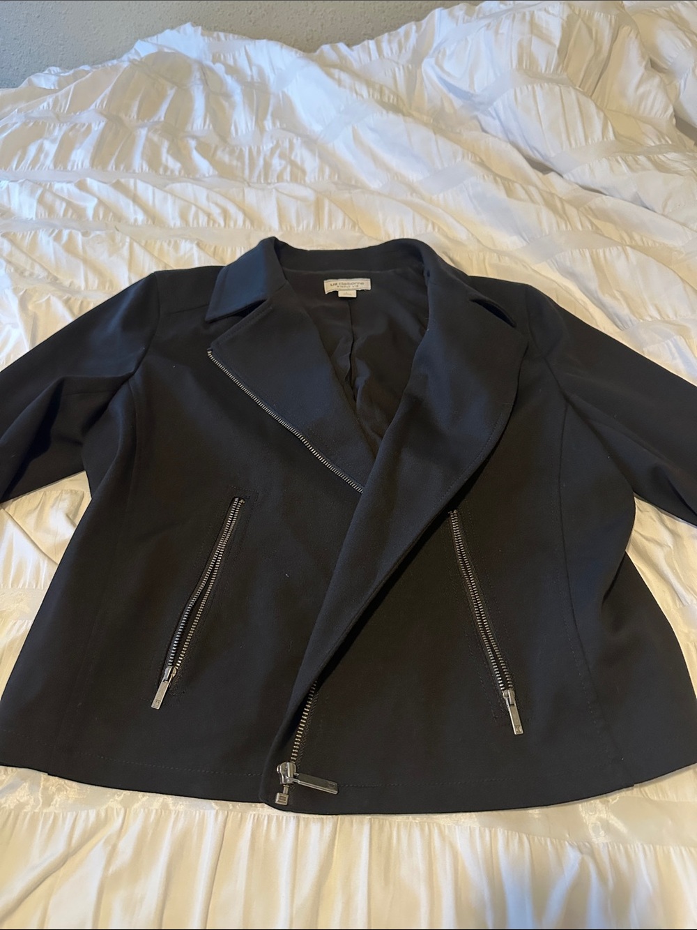 Liz Claiborne Black Asymmetrical Zip Blazer